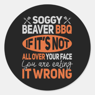 Soggy Beaver BBQ Shirt 3 Ronde Sticker