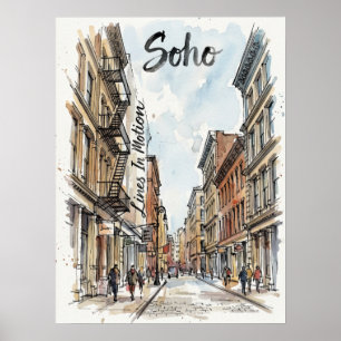 Soho Architecturale Schets Manhattan Poster