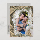 Soie dorée et perles d'ivoire, carte de faire-part (Devant / Derrière)