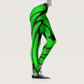 Soie verte et apparence cuir noir Leggings (Droite)