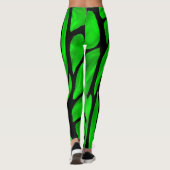 Soie verte et apparence cuir noir Leggings (Dos)