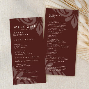 Soigné élégant Damask Mahogany Programme de mariag