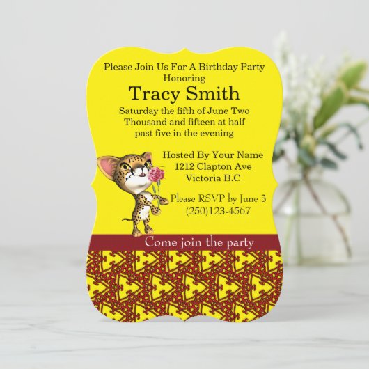 Soignée fête Cheetha Anniversaire Invitation 1 (Debout devant)