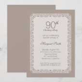 Soignée ornementale 90e anniversaire Invitations (Devant / Derrière)