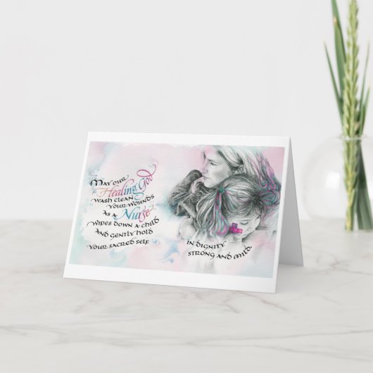 Soigner Dieu/Infirmière, Carte de voeux pliée, 5"x (Devant)