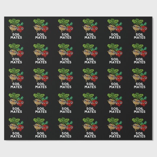 Soil Mates Funny Beet Root Pun Dark BG Cadeaupapier (Vlak)