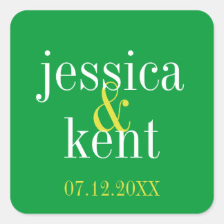 Soilgroene schone typografie moderne huwelijksguns vierkante sticker