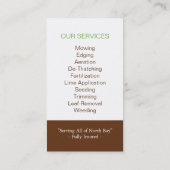 Soin de pelouse et carte de visite de jardinage (Dos)