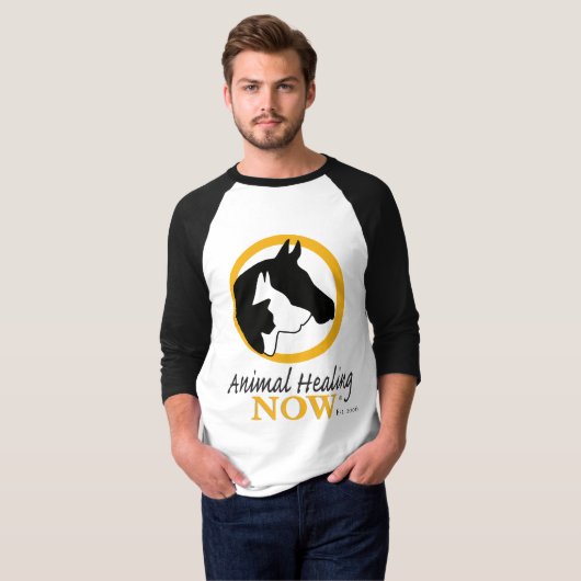 Soins aux animaux maintenant T-shirt Raglan 3/4 ma (Devant entier)
