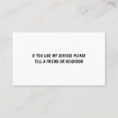 Soins de pelouse Cartes de visite de cour simples (Dos)