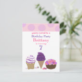 Soins doux rose et pourpre Invitation Anniversaire (Debout devant)