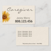 Soins du tournesol : Modèle Carte de visite aidant (Devant / Derrière)