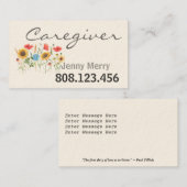 Soins du tournesol : Modèle Carte de visite aidant (Devant / Derrière)