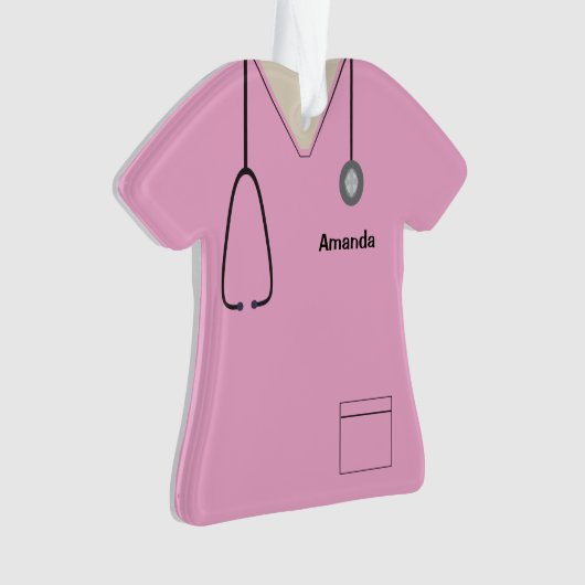 Soins Infirmière Uniforme Chemise Rose Noël Soir (devant)