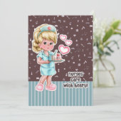 Soins infirmiers avec coeur. Carte d'appréciation  (Debout devant)