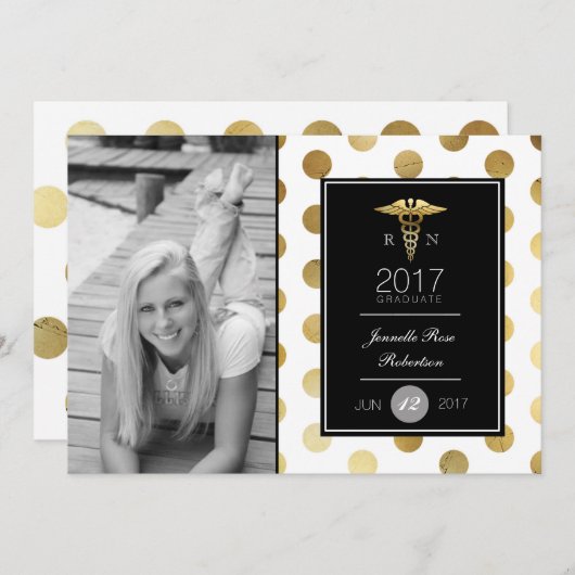 Soins infirmiers Chic Gold Party | FAIRE-PART (Devant / Derrière)