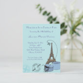 Soirée à Paris Bleu Fête à thème Invitation (Debout devant)