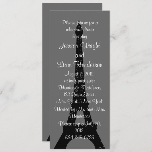 Soirée à Paris Répétition Dîner Invitation (Devant / Derrière)