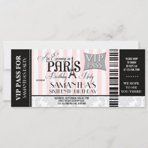 Soirée à Paris Sweet 16 fêtes Invitations