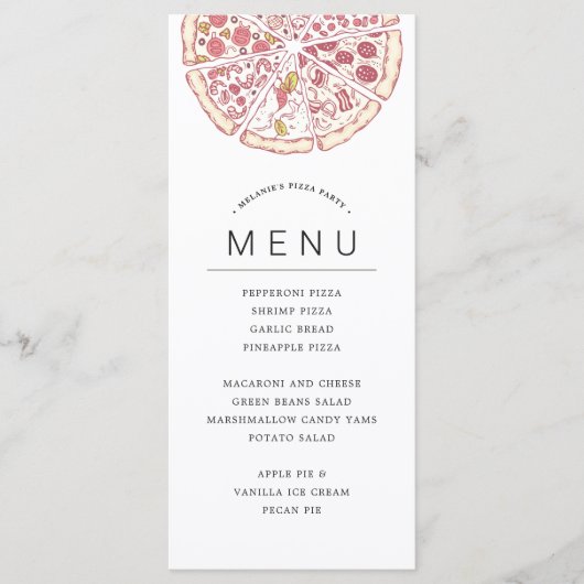 Soirée à thème Pizza | Menu de Repas (Devant)