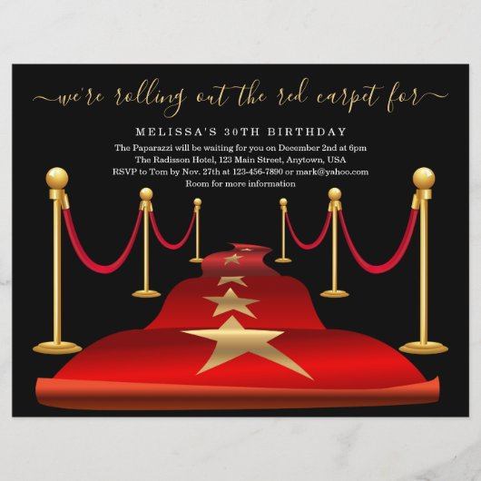 Soirée à thème Tapis rouge avec prospectus Faux Go (Devant)