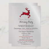 Soirée Argent et Red Reindeer Invitation (Devant / Derrière)