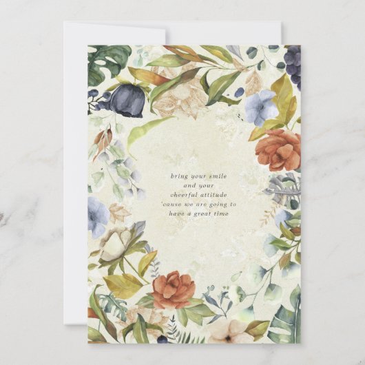 soirée bachelorette tropical floral Invitation (Dos)