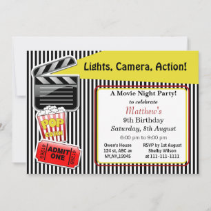 Soirée cinéma Anniversaire Fête Invitation