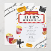 Soirée cinéma Anniversaire Fête Invitation Cinéma (Devant / Derrière)