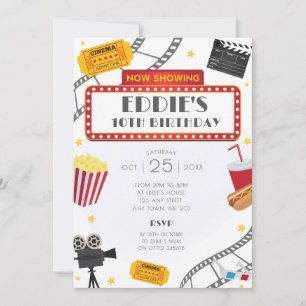 Soirée cinéma Anniversaire Fête Invitation Cinéma