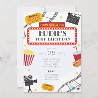 Soirée cinéma Anniversaire Fête Invitation Cinéma
