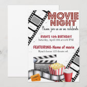 Soirée cinéma Invitation d'anniversaire (Devant / Derrière)