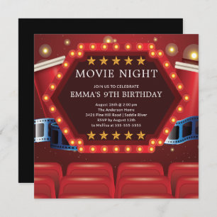 Soirée cinéma Invitations de fête d'anniversaire