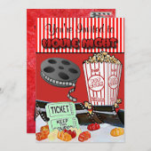 Soirée cinéma Invitations de fête d'anniversaire (Devant / Derrière)