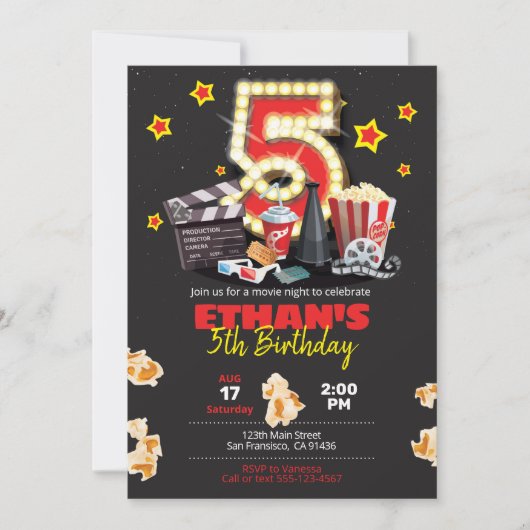 Soirée cinéma, Théâtre - Invitation 5e anniversair (Devant)