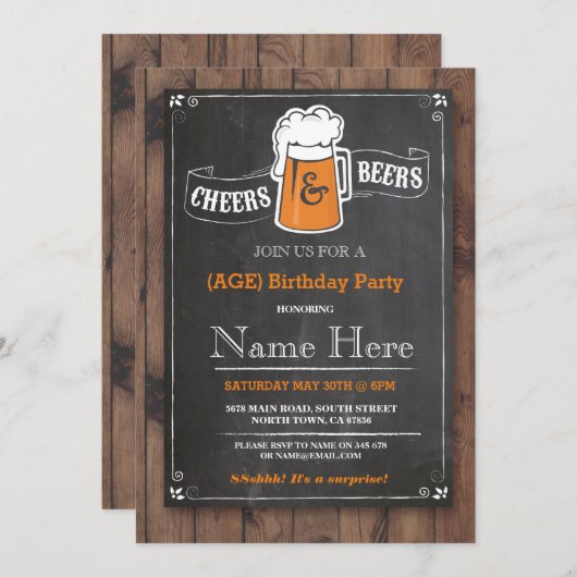 Soirée d'anniversaire 21e 30e Invitation (Devant / Derrière)