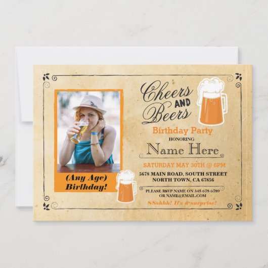 Soirée d'anniversaire Bière Invitation photo 40 (Devant)