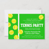 Soirée d'anniversaire de tennis invitation vert, j (Devant)