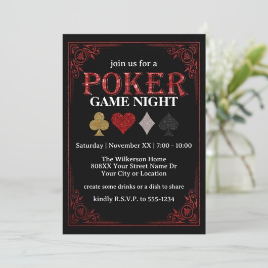 Soirée de jeu de cartes de poker noir (Debout devant)