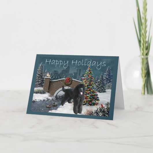 Soirée de la carte de Noël de caniche (Devant)