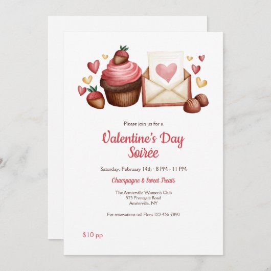 Soirée de la Saint Valentin Invitation (Devant / Derrière)