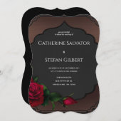 Soirée de mariage gothique Red Roses Invitation (Devant / Derrière)