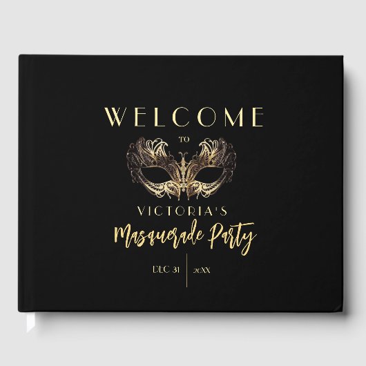 Soirée de mascarade en or noir élégant Anniversair (Recto)