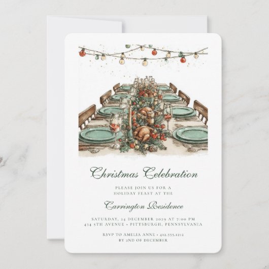 Soirée de Noël - Dîner Invitation (Devant)