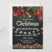 Soirée de Noël Rouge Noir Invitation (Devant)