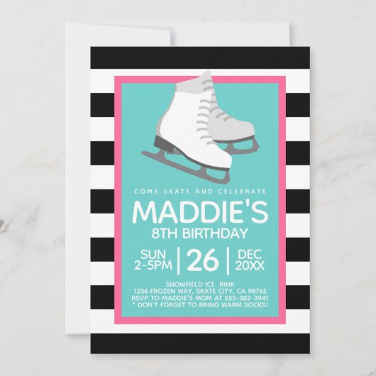 Soirée de patinage sur glace Invitations d'anniver (Devant)