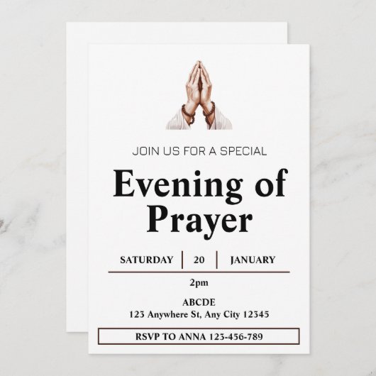 Soirée de prière Invitation (Devant / Derrière)
