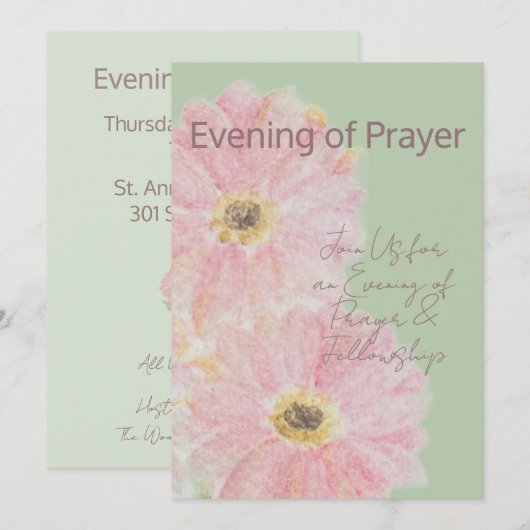 Soirée de Prière | Invitation Plate Gerbera Daisy (Devant / Derrière)