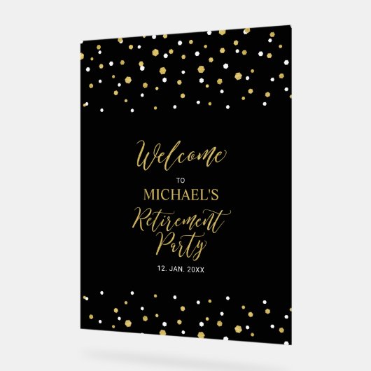 Soirée de retraite Gold & Black Confetti (Angle)