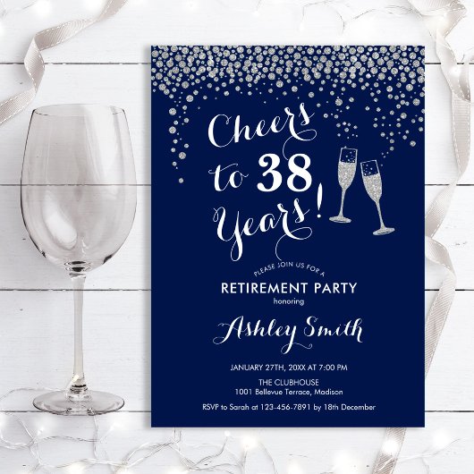 Soirée de retraite Invitation Marine Argent